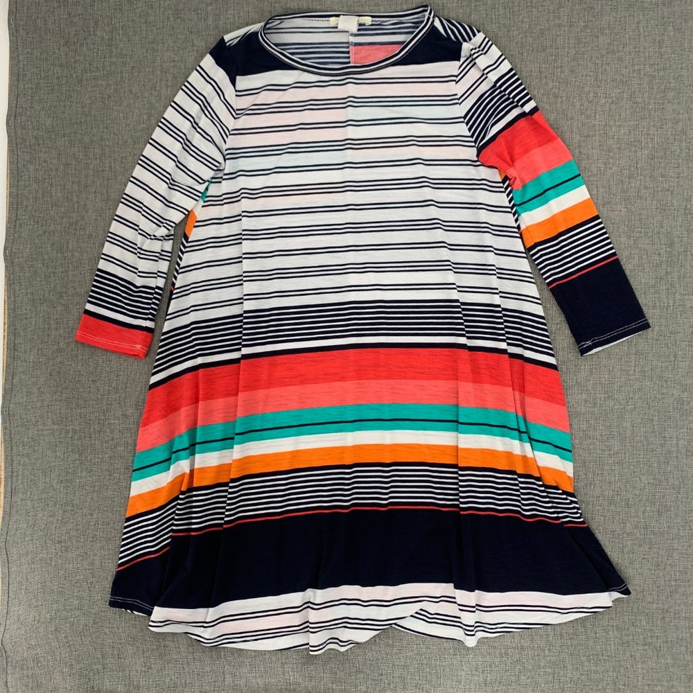 Eloges Women's Tunic‎ Pullover Striped Multicolor Small 3/4th Sleeves Round Neck